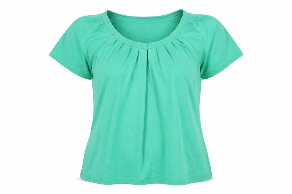 Front view of Marks & Spencer Women’s Green, size UK 8, Basic Short Sleeve Stretch T-Shirt