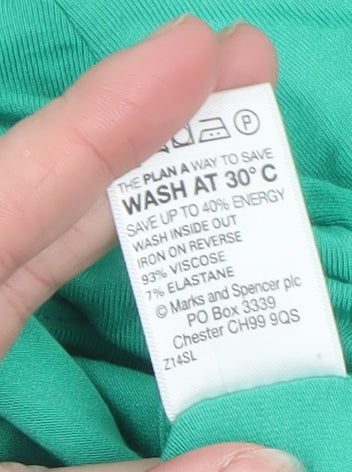 Marks and Spencer Women’s Green Size 8 Basic Short Sleeve Stretch T-Shirt