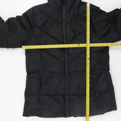 Wonder Nation Womens Black Hooded Puffer Jacket Size 14-16 Winter Coat