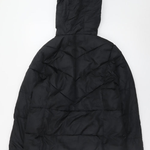 Wonder Nation Womens Black Hooded Puffer Jacket Size 14-16 Winter Coat