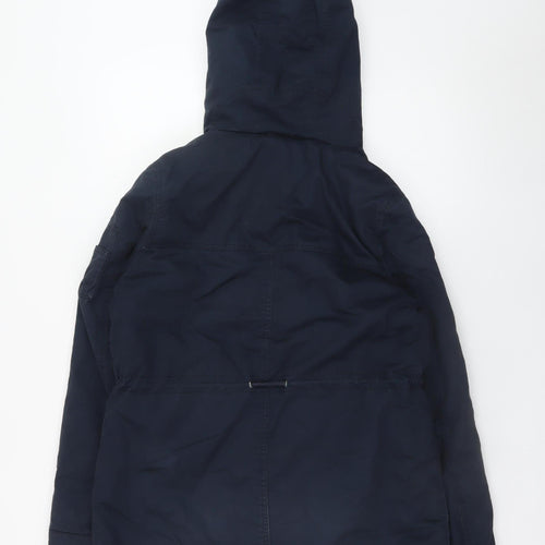 Bershka Women Blue Hooded Parka Coat Size 8 Lined Winter Jacket