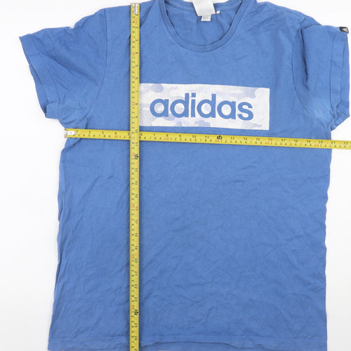 Adidas Men's Blue Graphic Logo Short Sleeve Cotton T-Shirt M
