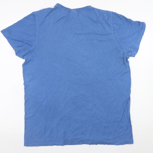 Adidas Men's Blue Graphic Logo Short Sleeve Cotton T-Shirt M