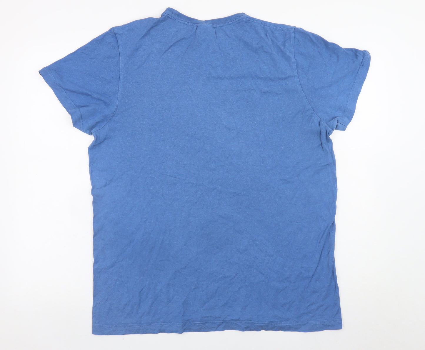 Adidas Men's Blue Graphic Logo Short Sleeve Cotton T-Shirt M