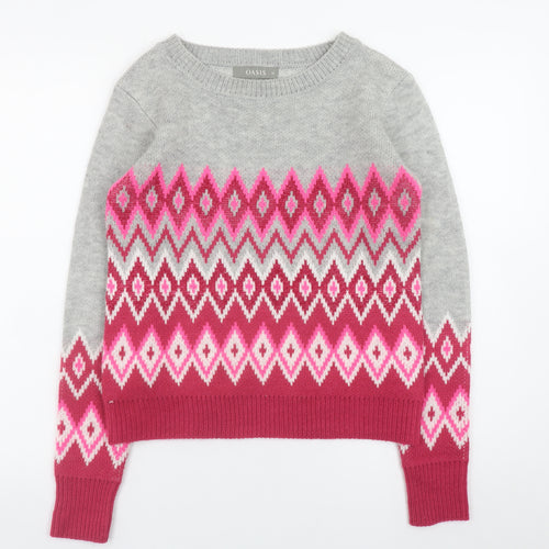 Oasis Women’s Multi-Colour Fair Isle Crew Neck Jumper XS