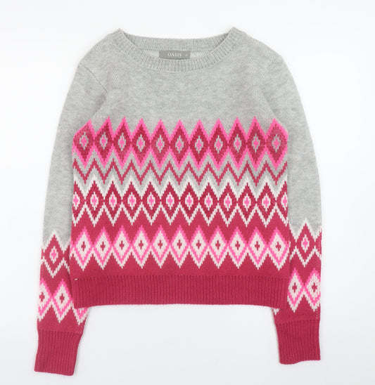 Oasis Women’s Multi-Colour Fair Isle Crew Neck Jumper XS