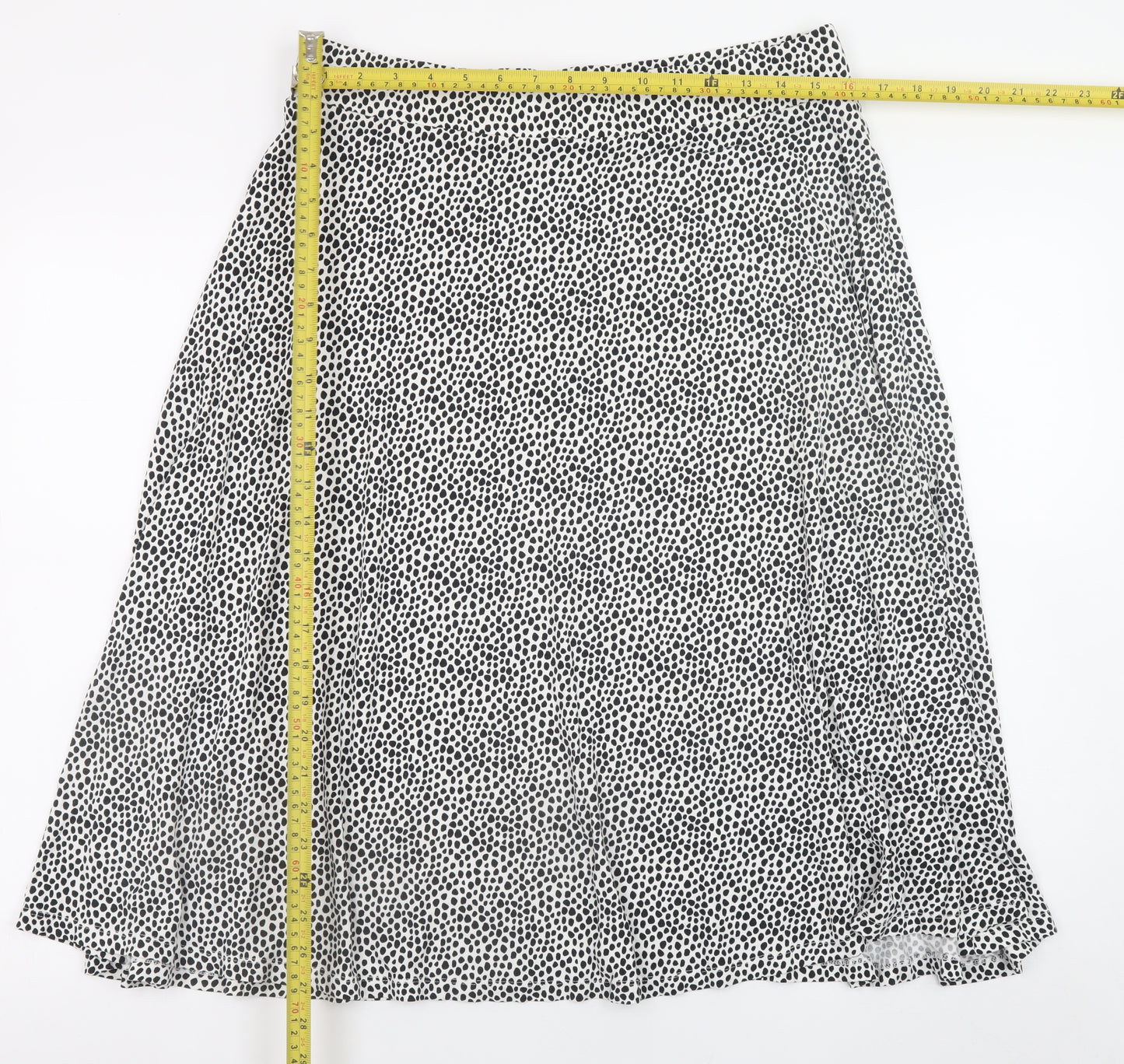 Marks and Spencer Womens Black Polka Dot A-Line Midi Skirt Size 16