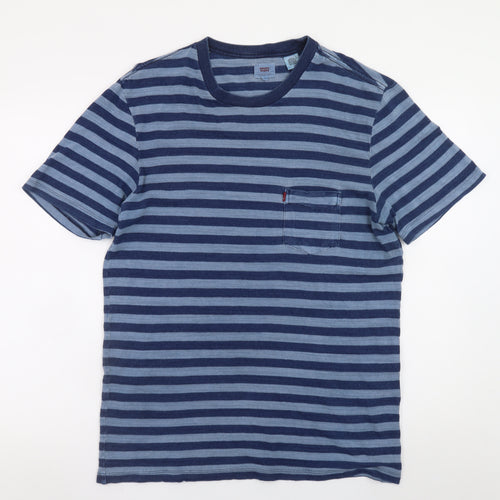 Levi's Men's Blue Striped Cotton Crew Neck T-Shirt Size L