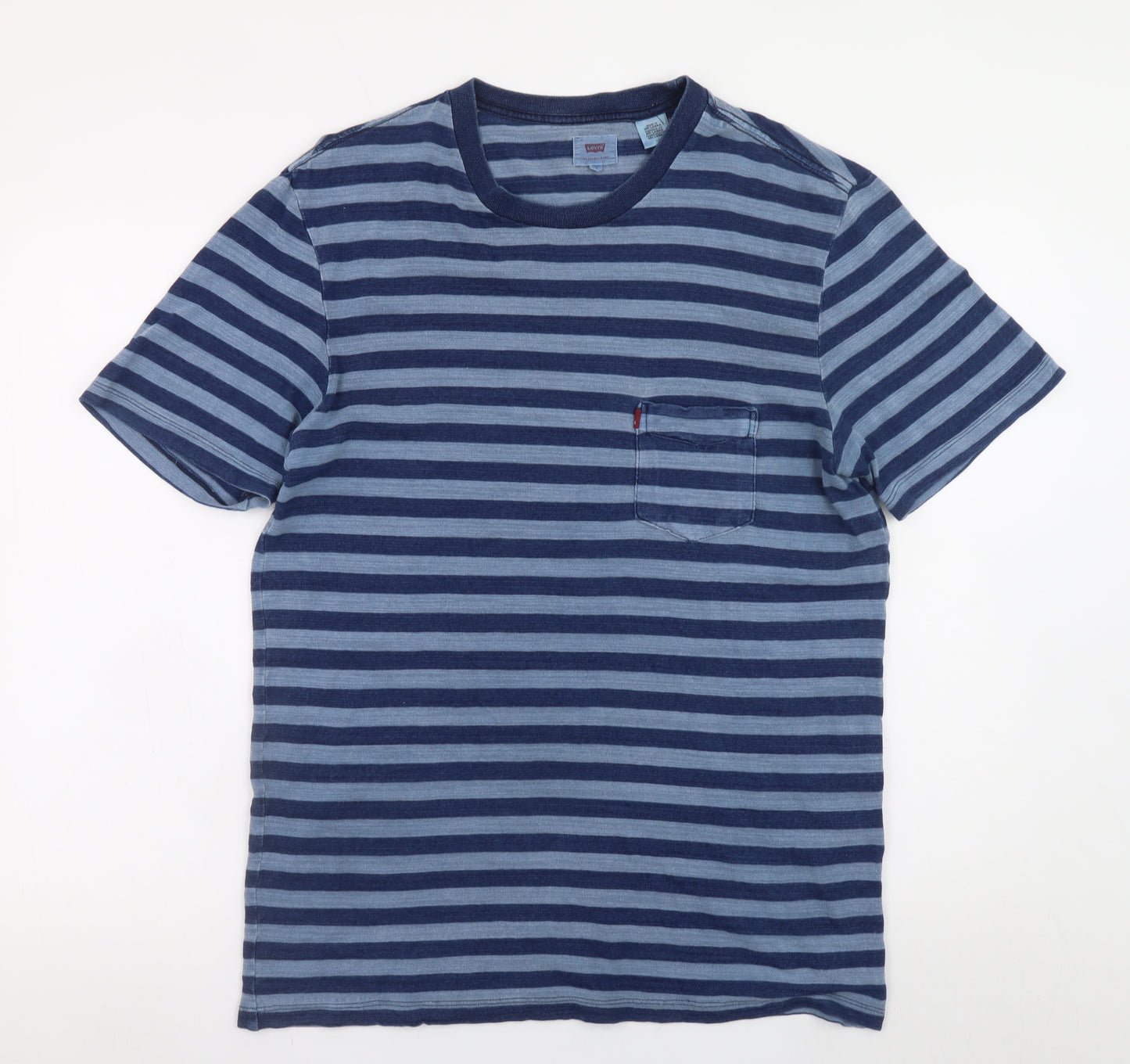 Levi's Men's Blue Striped Cotton Crew Neck T-Shirt Size L