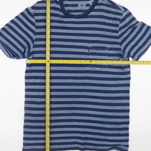 Levi's Men's Blue Striped Cotton Crew Neck T-Shirt Size L