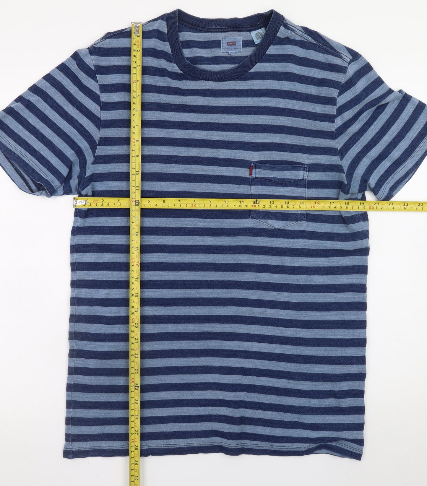 Levi's Men's Blue Striped Cotton Crew Neck T-Shirt Size L