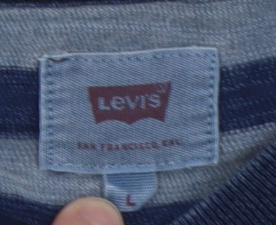Levi's Men's Blue Striped Cotton Crew Neck T-Shirt Size L