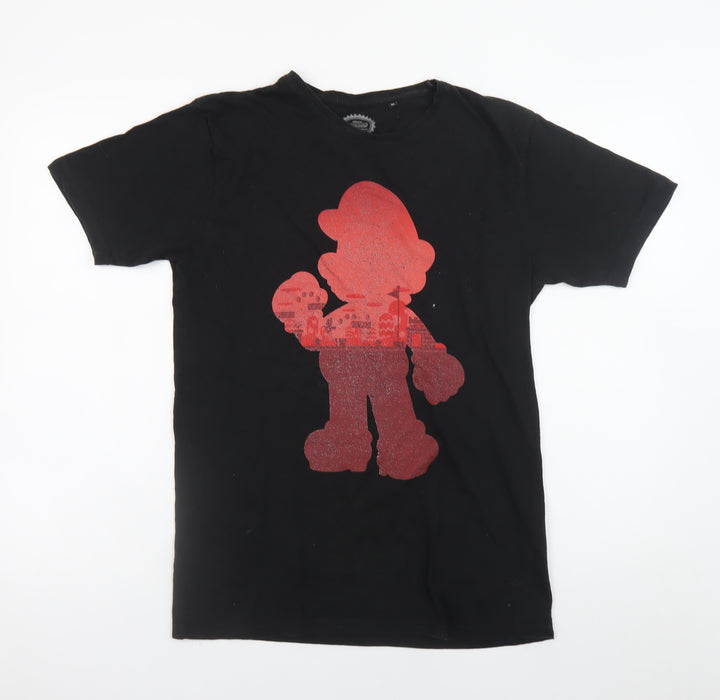 Nintendo Men's Black Medium Mario Graphic Cotton T-Shirt