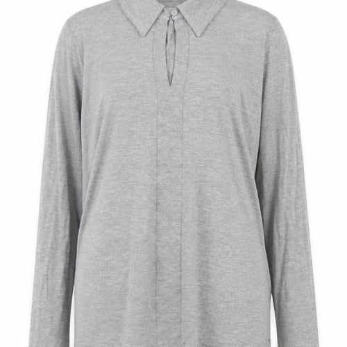 Pure Collection Women’s Grey Long Sleeve Collared Jersey Blouse UK 14