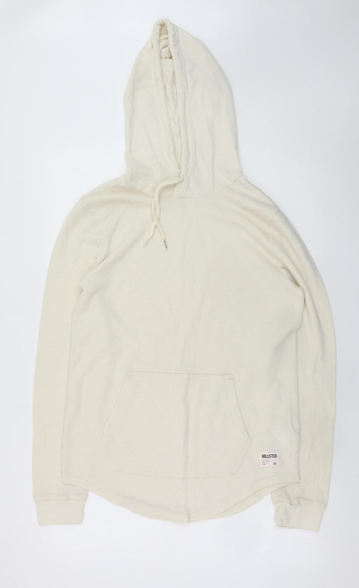 Hollister Mens Beige Pullover Hoodie Small Regular Fit Cotton Blend