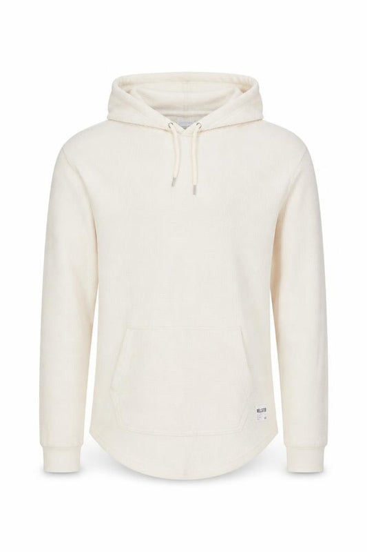 Front view of Hollister men’s beige pullover hoodie small regular fit cotton blend