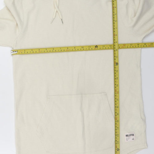 Hollister Mens Beige Pullover Hoodie Small Regular Fit Cotton Blend