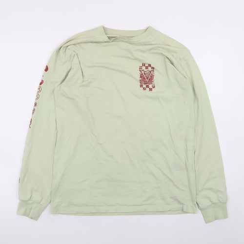 Vans Men's Green Long Sleeve Graphic T-Shirt M Classic Cotton