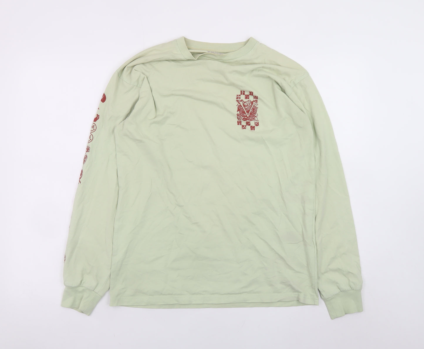 Vans Men's Green Long Sleeve Graphic T-Shirt M Classic Cotton