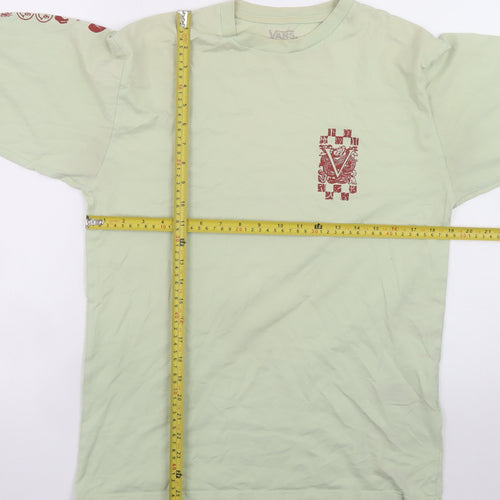Vans Men's Green Long Sleeve Graphic T-Shirt M Classic Cotton
