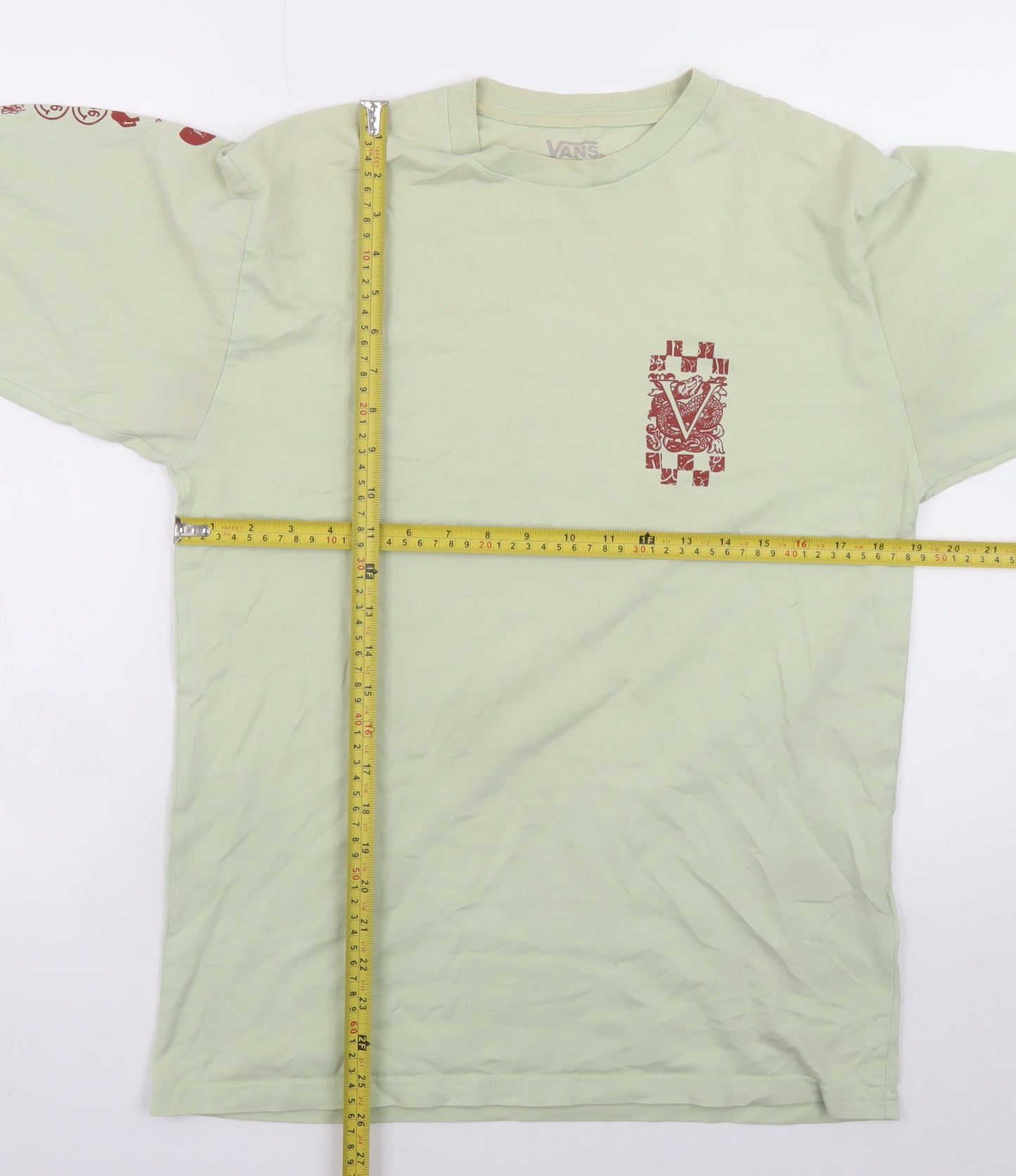 Vans Men's Green Long Sleeve Graphic T-Shirt M Classic Cotton