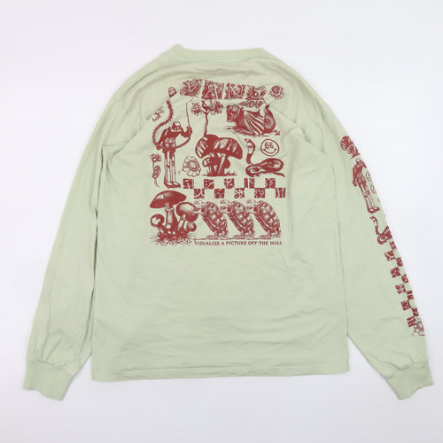 Vans Men's Green Long Sleeve Graphic T-Shirt M Classic Cotton