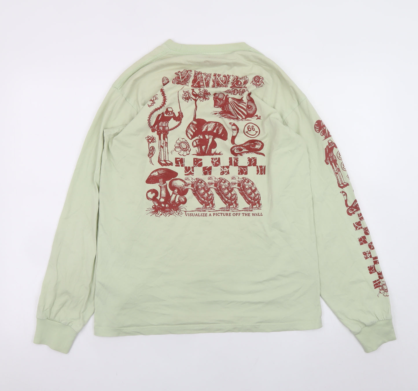 Vans Men's Green Long Sleeve Graphic T-Shirt M Classic Cotton