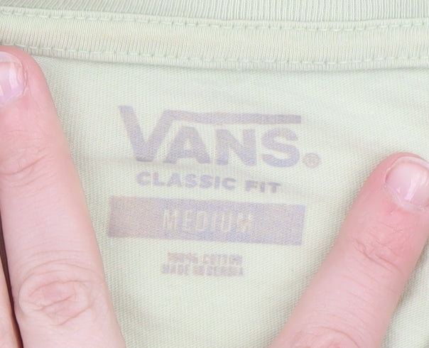 Vans Men's Green Long Sleeve Graphic T-Shirt M Classic Cotton