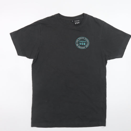 Hager Vor Men's Black XS Graphic Print Cotton T-Shirt