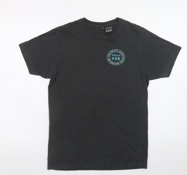 Hager Vor Men's Black XS Graphic Print Cotton T-Shirt