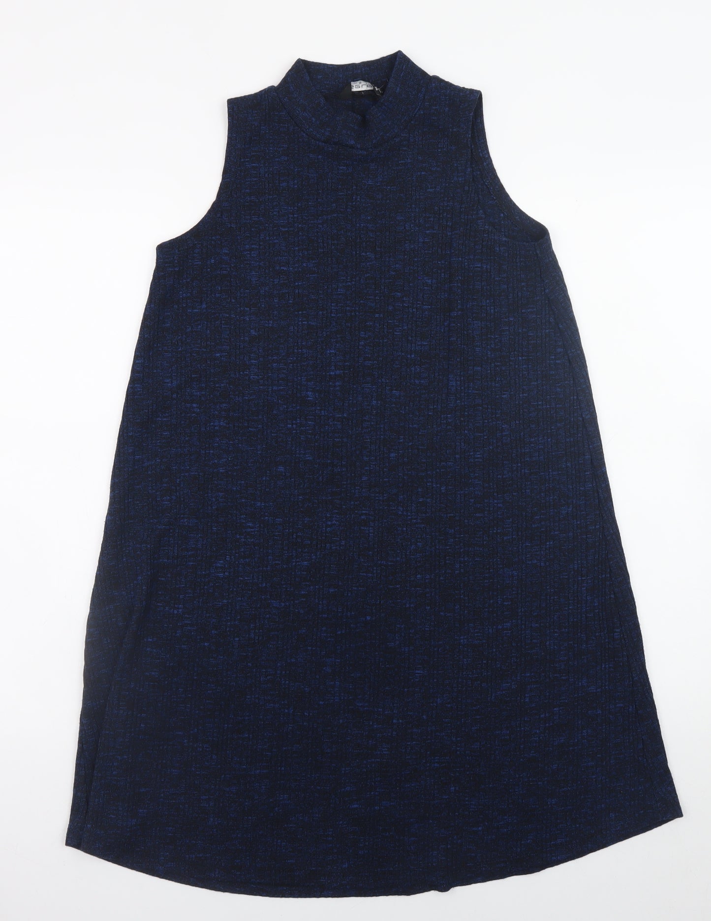Select Women Blue Size 8 Sleeveless Shift Mock Neck Dress