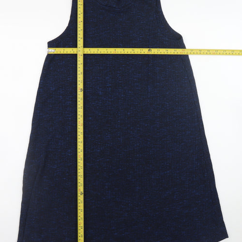 Select Women Blue Size 8 Sleeveless Shift Mock Neck Dress