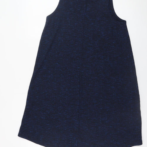 Select Women Blue Size 8 Sleeveless Shift Mock Neck Dress