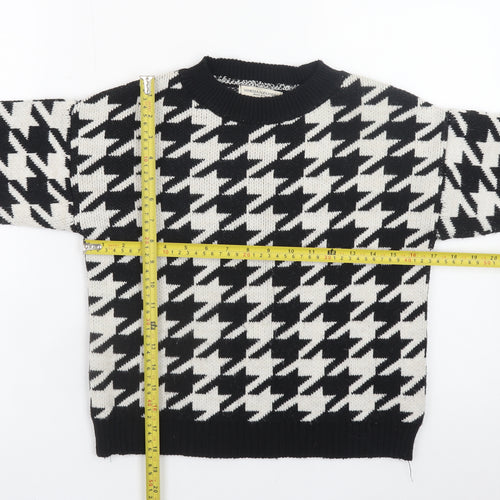 Vanessa Alexandra Women's Black Houndstooth Knit Pullover Jumper Size 12