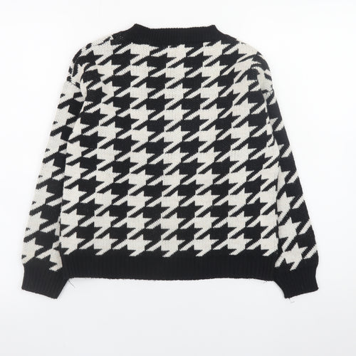 Vanessa Alexandra Women's Black Houndstooth Knit Pullover Jumper Size 12