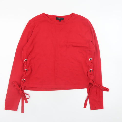 New Look Women's Red Lace-Up Side Long Sleeve Jumper Size M