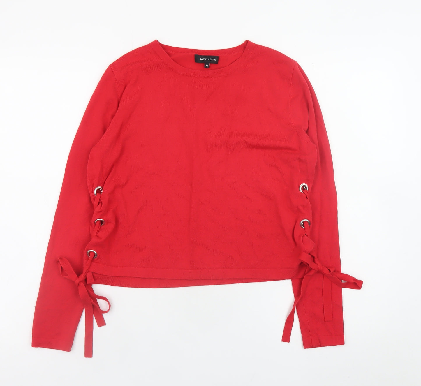 New Look Women's Red Lace-Up Side Long Sleeve Jumper Size M