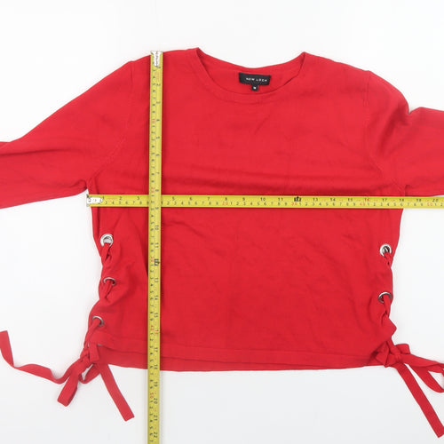 New Look Women's Red Lace-Up Side Long Sleeve Jumper Size M