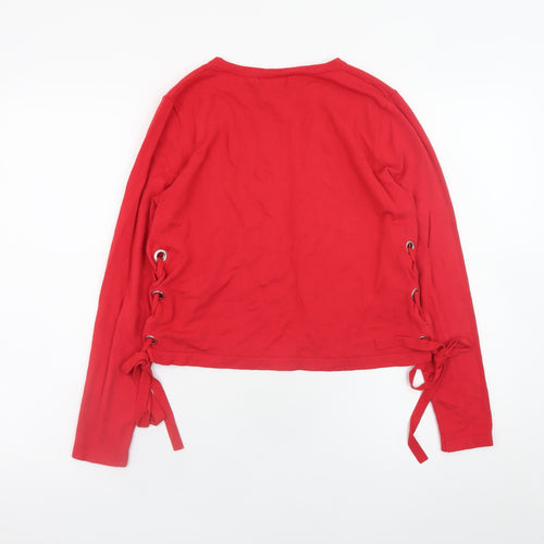 New Look Women's Red Lace-Up Side Long Sleeve Jumper Size M