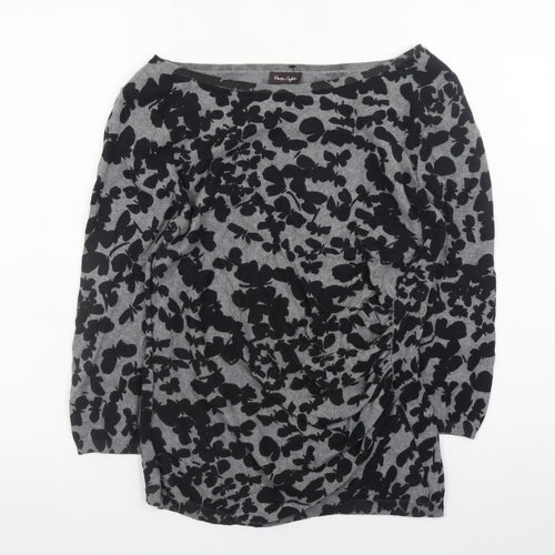 Phase Eight Women Grey Floral Knit Boat Neck Jumper Size 12