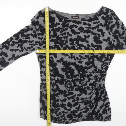 Phase Eight Women Grey Floral Knit Boat Neck Jumper Size 12