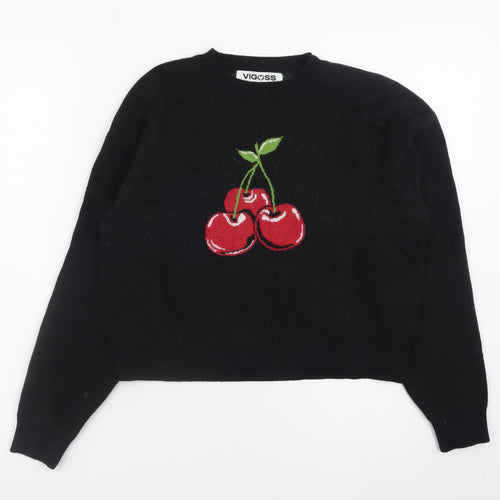 Vigoss Womens Black Cherry Knit Pullover Jumper Size 14
