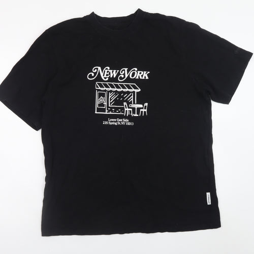 Jack & Jones Men’s Black New York Graphic Cotton T-Shirt XL