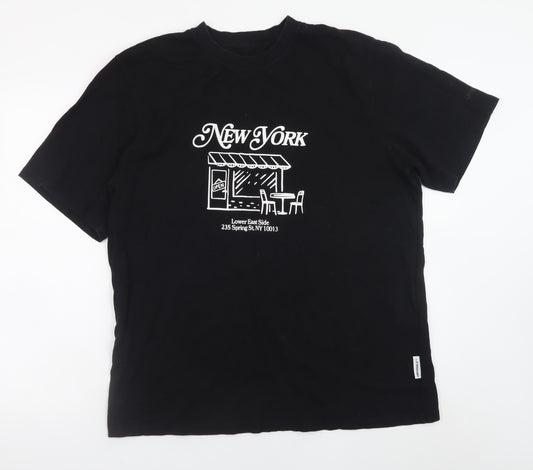 Jack & Jones Men’s Black New York Graphic Cotton T-Shirt XL