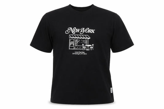 Front view of Jack & Jones Men’s Black New York Graphic Cotton T-Shirt XL