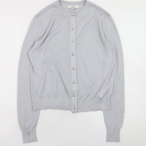 Marks and Spencer Women Silver Button-Up Knit Cardigan Size 10