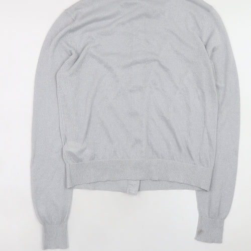 Marks and Spencer Women Silver Button-Up Knit Cardigan Size 10