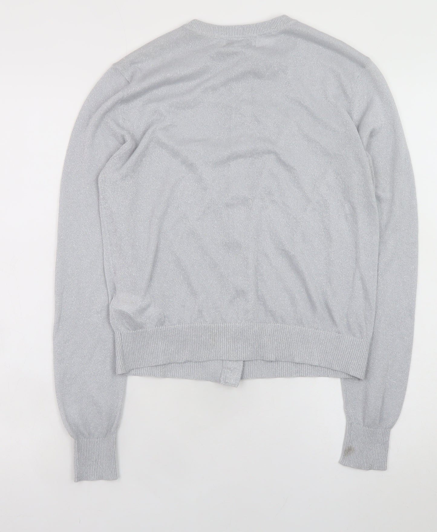 Marks and Spencer Women Silver Button-Up Knit Cardigan Size 10