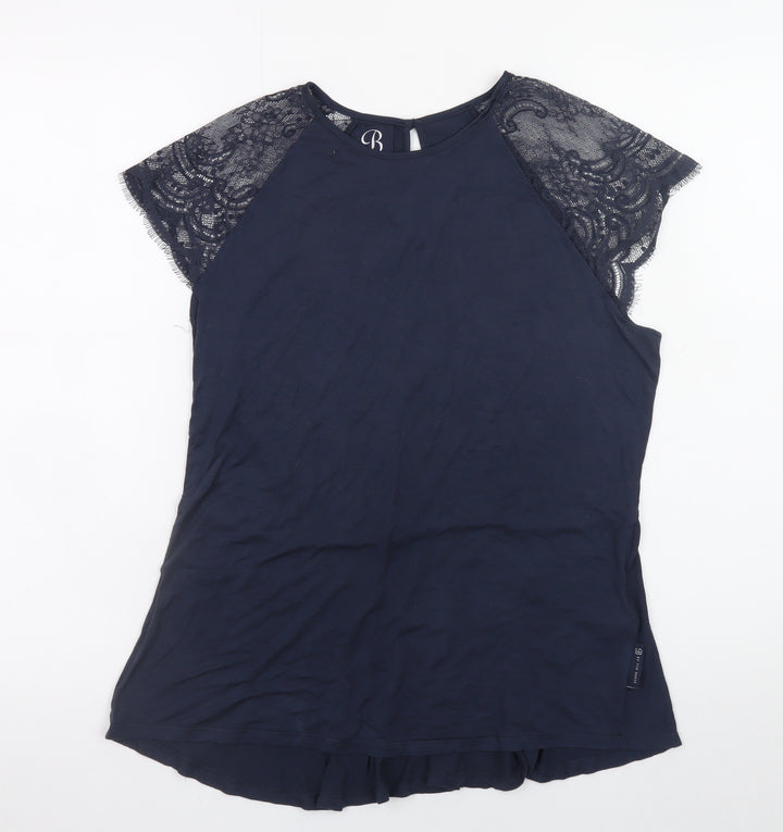 Ted Baker Women’s Navy Blue Lace Sleeve Tunic Blouse Size 12