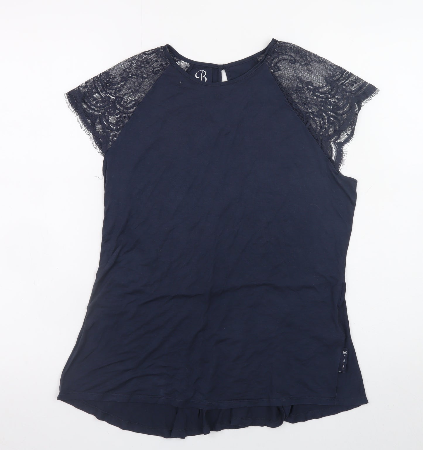 Ted Baker Women’s Navy Blue Lace Sleeve Tunic Blouse Size 12